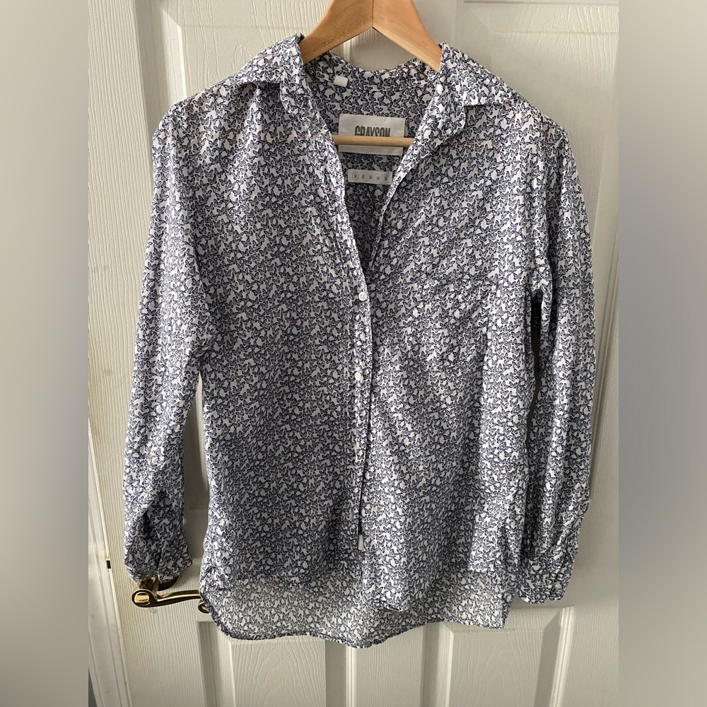 Anthropologie Grayson Womens The Hero Shirt Button Up Butterfly Print 01 (XS)